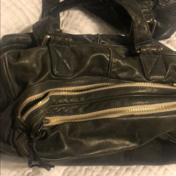 Andrew Marc butter soft navy satchel - Picture 3 of 4